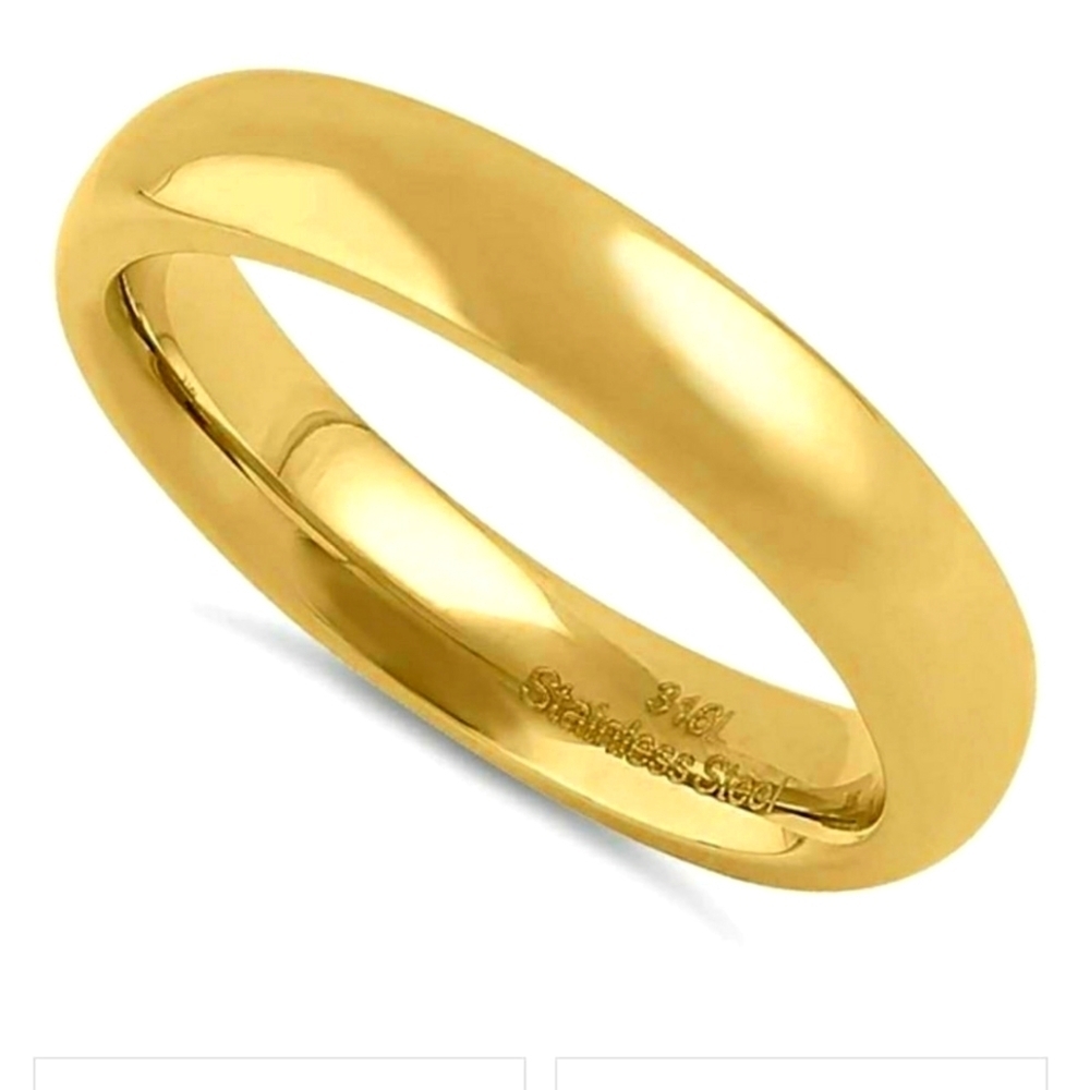 Stainless Steel 4mm Gold High Polish Band Ring